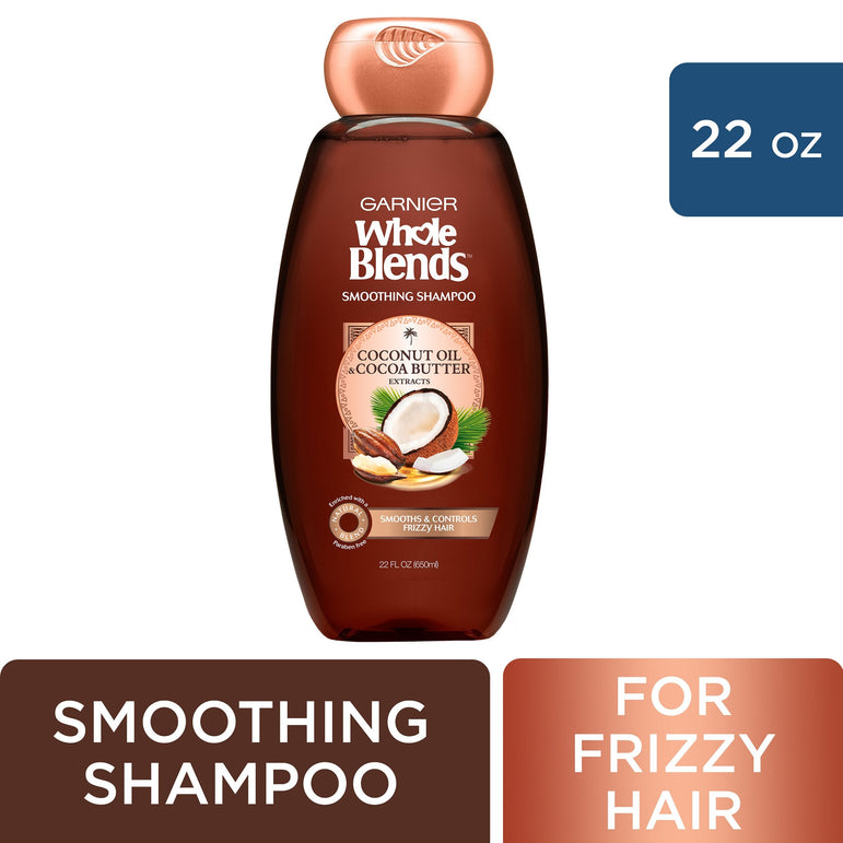 Garnier Whole Blends Smoothing Shampoo with Coconut Oil & Cocoa Butter Extracts, 22 fl. oz.-CaribOnline