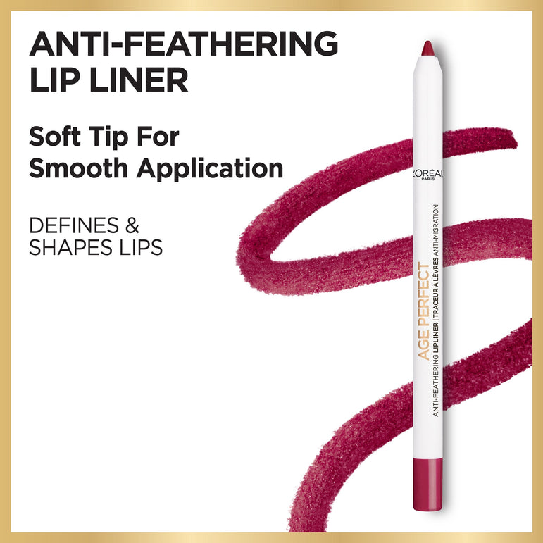 L'Oreal Paris Age Perfect Anti-Feathering Lip Liner - Smooth Application, Bright Mocha, 0.04 fl. oz.-CaribOnline