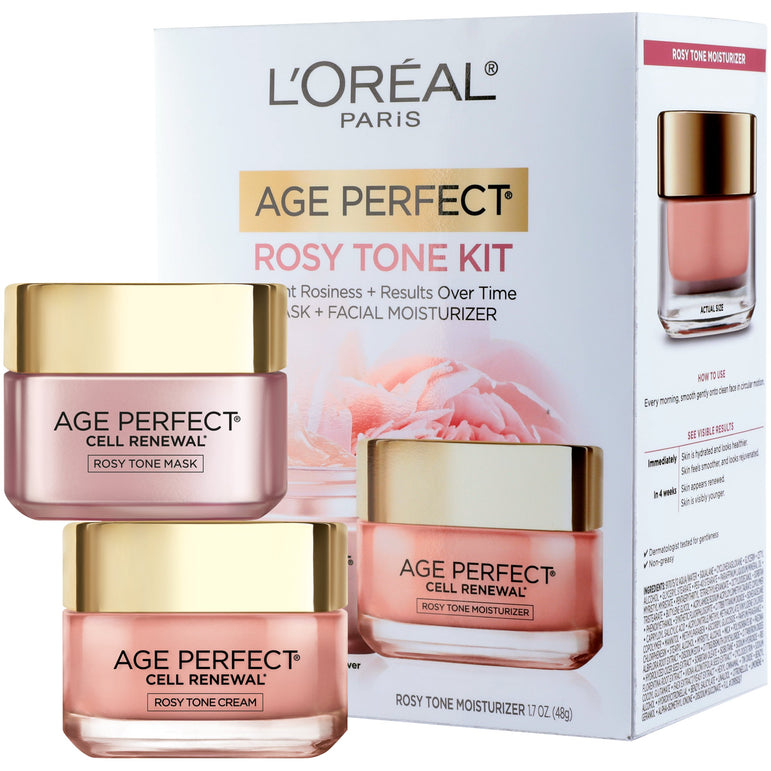 L'Oreal Paris Age Perfect Cell Renewal Rosy Tone Kit, with Rosy Tone Moisturizer and Mask, 2 count-CaribOnline