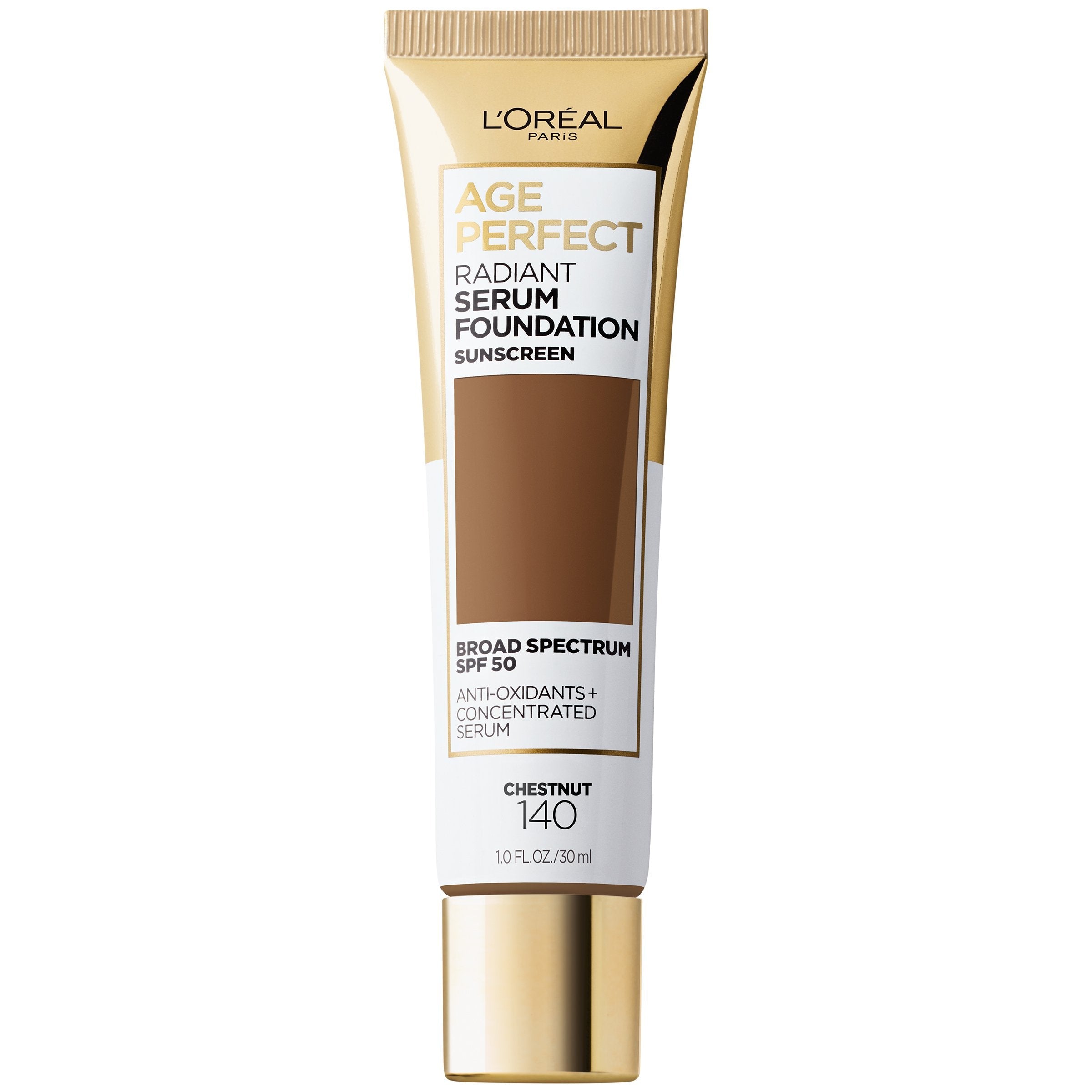 L'Oreal Paris Age Perfect Radiant Serum Foundation with SPF 50, Chestnut, 1