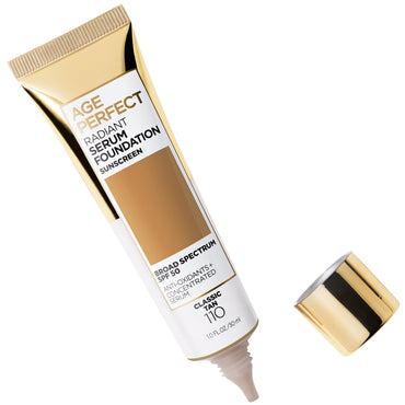 L'Oreal Paris Age Perfect Radiant Serum Foundation with SPF 50, Classic Tan, 1 f