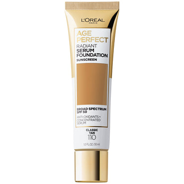 L'Oreal Paris Age Perfect Radiant Serum Foundation with SPF 50, Classic Tan,