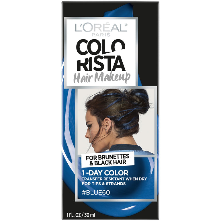 L'Oreal Paris Colorista Hair Makeup Temporary 1-Day Hair Color, Blue60 (for brunettes), 1 fl. oz.-CaribOnline