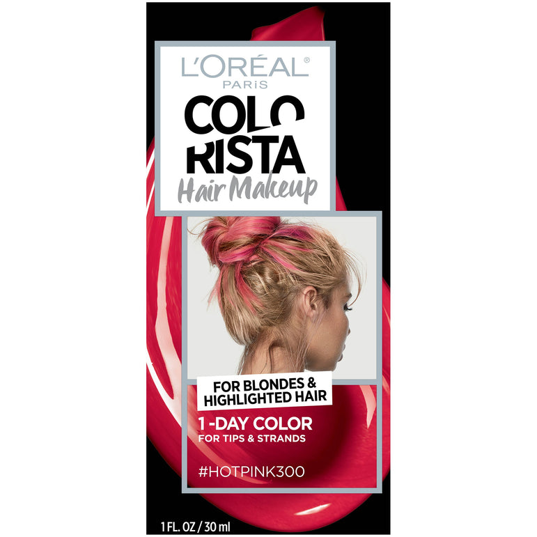 L'Oreal Paris Colorista Hair Makeup Temporary 1-Day Hair Color, HotPink300 (for blondes), 1 fl. oz.-CaribOnline