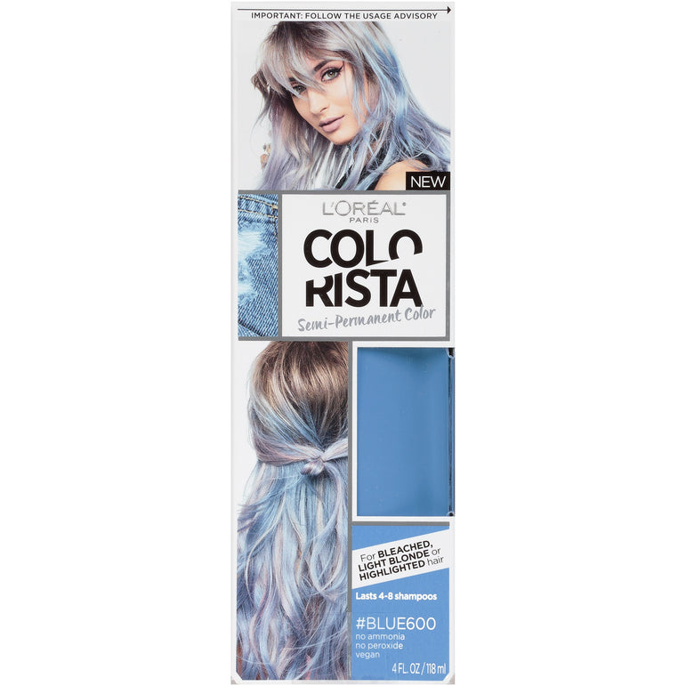 L'Oreal Paris Colorista Semi-Permanent Hair Color - Light Bleached Blondes, #Blue, 1 kit-CaribOnline