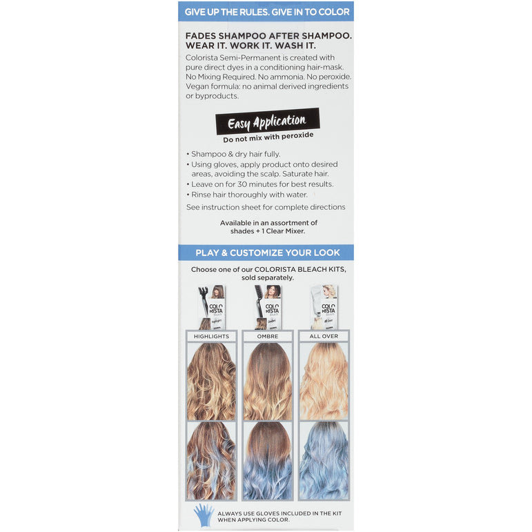 L'Oreal Paris Colorista Semi-Permanent Hair Color - Light Bleached Blondes, #Blue, 1 kit-CaribOnline