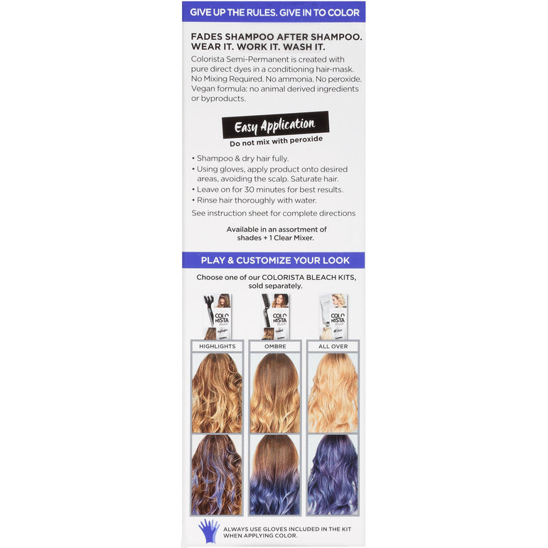 L'Oreal Paris Colorista Semi-Permanent Hair Color - Light Bleached Blondes, #Indigo, 1 kit-CaribOnline