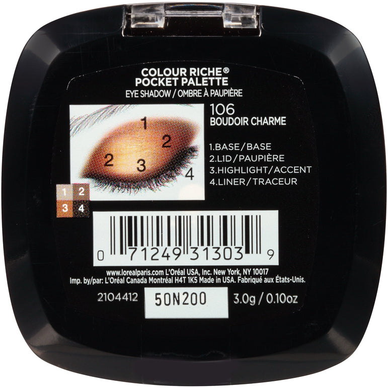 L'Oreal Paris Colour Riche Pocket Palette Eye Shadow, Boudoir Charme, 0.1 oz.-CaribOnline