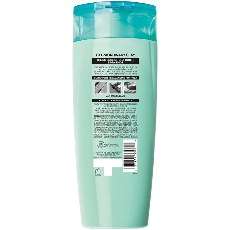L'Oreal Paris Elvive Extraordinary Clay Rebalancing Shampoo, 12.6 fl. oz. (Packaging May Vary)-CaribOnline