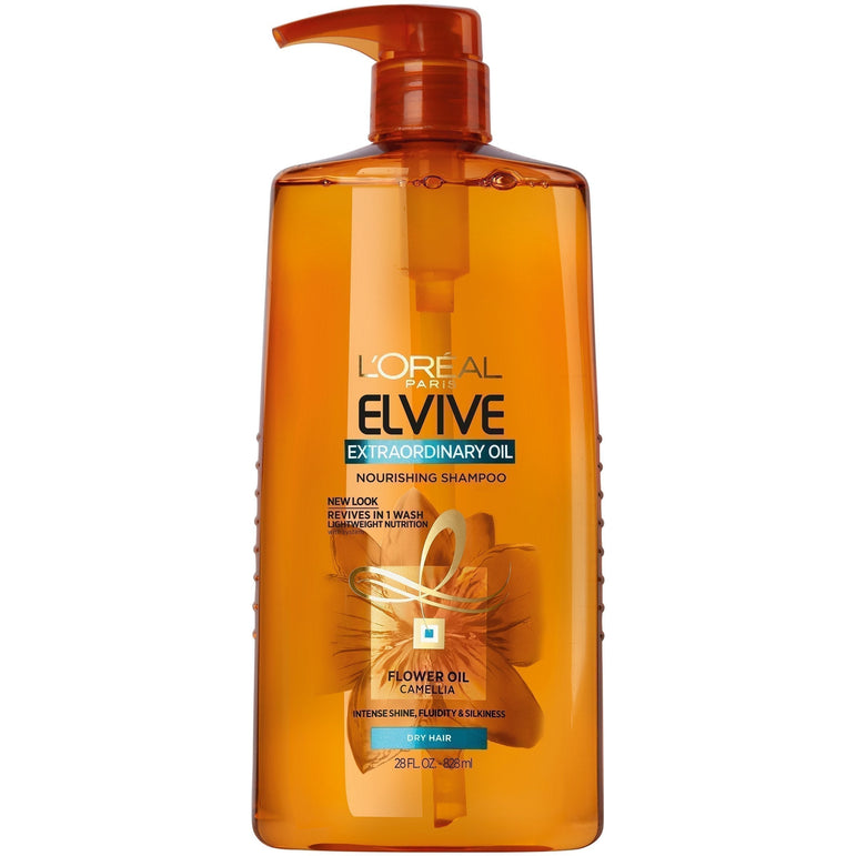 L'Oreal Paris Elvive Extraordinary Oil Nourishing Shampoo, for Dry or Dull Hair, Shampoo with Camellia Flower Oils, for Intense Hydration, Shine, and Silkiness, 28 Fl. Oz-CaribOnline