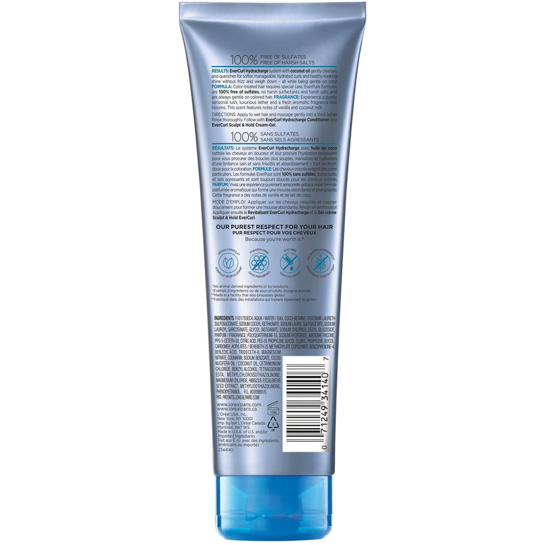 L'Oreal Paris EverCurl Hydracharge Sulfate Free Shampoo, with Coconut Oil, 8.5 Fl. Oz (Packaging May Vary)-CaribOnline