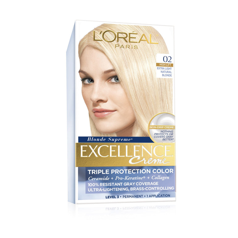 L'Oreal Paris Excellence Créme Permanent Triple Protection Hair Color, 02 Extra Light Natural Blonde, 1 kit-CaribOnline