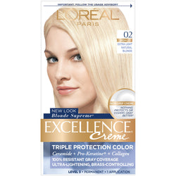 L'Oreal Paris Excellence Créme Permanent Triple Protection Hair Color, 02 Extra Light Natural Blonde, 1 kit-CaribOnline