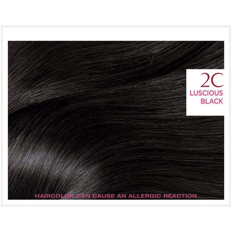 L'Oreal Paris Excellence Créme Permanent Triple Protection Hair Color, 2C Luscious Black, 1 kit-CaribOnline