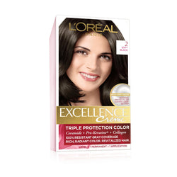 L'Oreal Paris Excellence Créme Permanent Triple Protection Hair Color, 2.0 Soft Black, 1 kit-CaribOnline