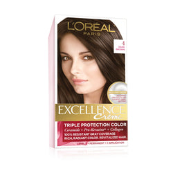 L'Oreal Paris Excellence Créme Permanent Triple Protection Hair Color, 4 Dark Brown, 1 kit-CaribOnline
