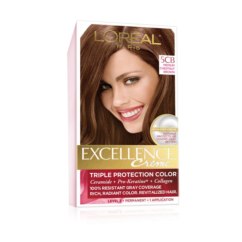 L'Oréal Paris Excellence Créme Permanent Triple Protection Hair Color, 5CB Medium Chestnut Brown, 1 pce-CaribOnline