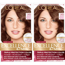 L'Oreal Paris Excellence Créme Permanent Triple Protection Hair Color, 5RB Medium Reddish Brown, 2 count-CaribOnline