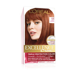 L'Oreal Paris Excellence Créme Permanent Triple Protection Hair Color, 6R Light Auburn, 1 kit-CaribOnline