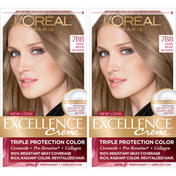 L'Oreal Paris Excellence Créme Permanent Triple Protection Hair Color, 7BB Dark Beige Blonde, 2 count-CaribOnline