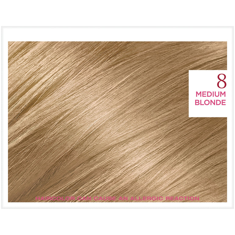 L'Oreal Paris Excellence Créme Permanent Triple Protection Hair Color, 8 Medium Blonde, 1 kit-CaribOnline