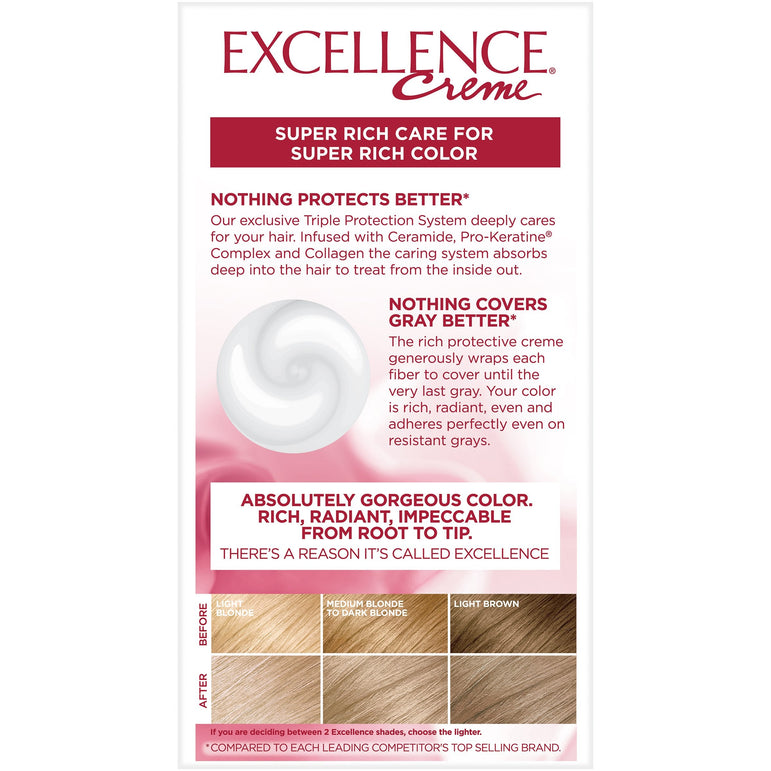 L'Oreal Paris Excellence Créme Permanent Triple Protection Hair Color, 8.5A Champagne Blonde, 1 kit-CaribOnline