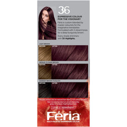 L'Oreal Paris Feria Multi-Faceted Shimmering Permanent Hair Color, 36 Chocolate Cherry (Deep Burgundy Brown), 1 kit-CaribOnline