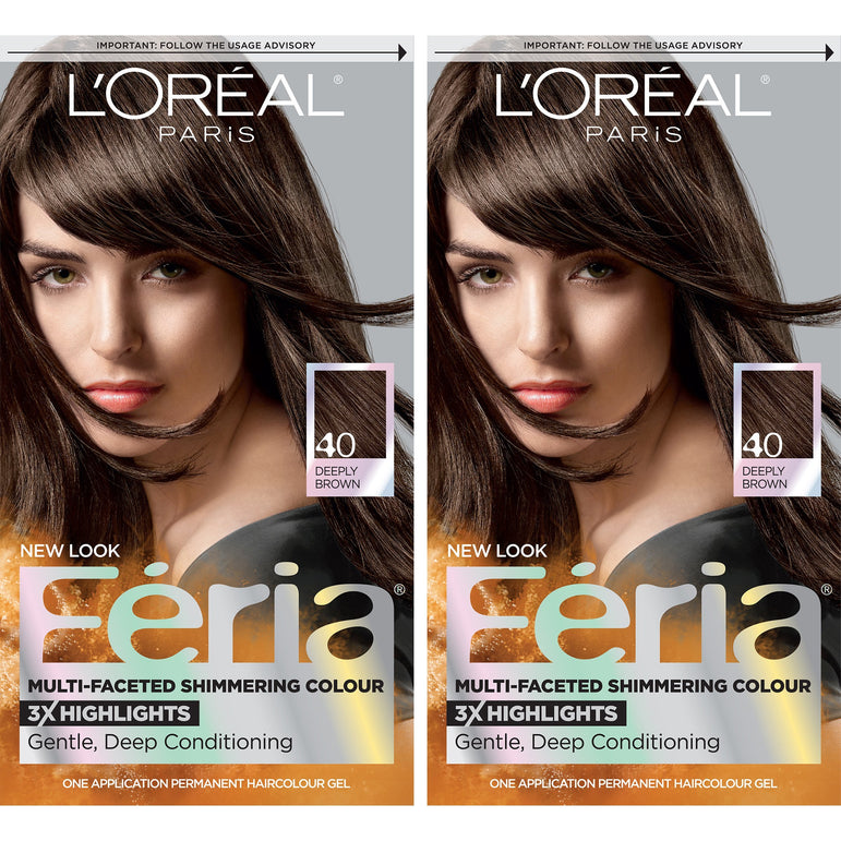 L'Oreal Paris Feria Multi-Faceted Shimmering Permanent Hair Color, 40 Espresso, 2 count-CaribOnline