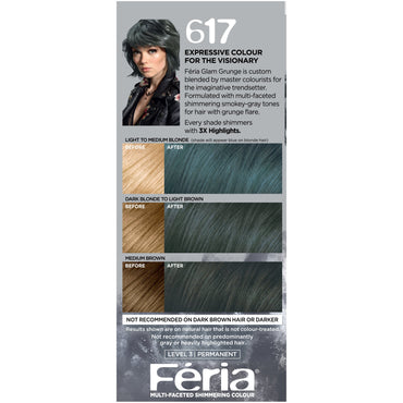 L'Oreal Paris Feria Multi-Faceted Shimmering Permanent Hair Color, 617 Vintage Teal, 1 kit-CaribOnline