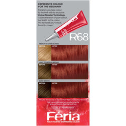 L'Oreal Paris Feria Multi-Faceted Shimmering Permanent Hair Color, R68 Ruby Rush (Rich Auburn True Red), 1 kit-CaribOnline