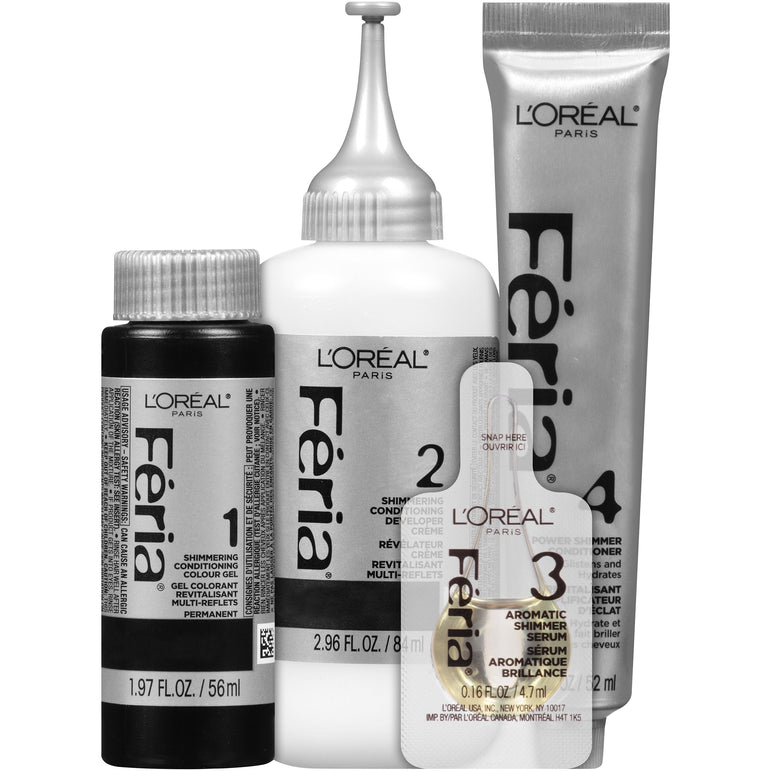 L'Oréal Paris Feria Multi-Faceted Shimmering Permanent Hair Color, Smokey Silver, 1 kit-CaribOnline