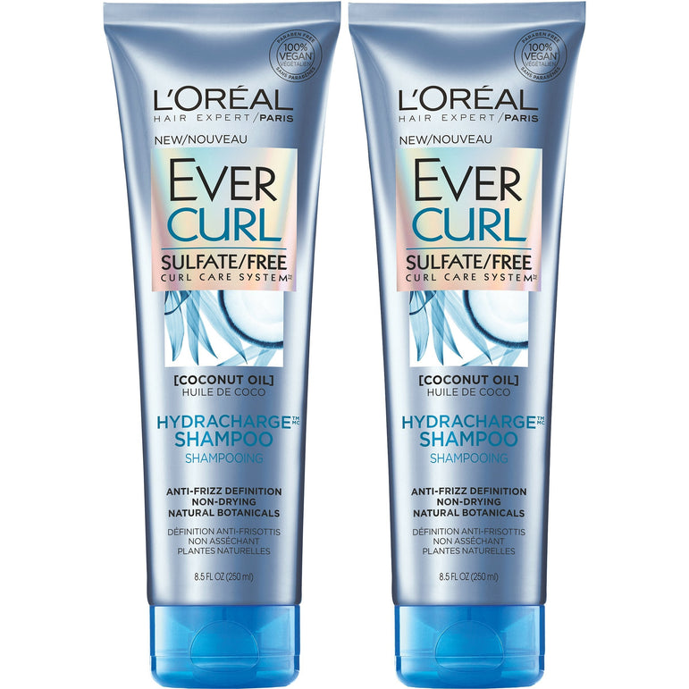 L'Oreal Paris Hair Care EverCurl Hydracharge Shampoo Sulfate Free, with Coconut Oil, 2 Count (8.5 Fl. Oz each) (Packaging May Vary)-CaribOnline