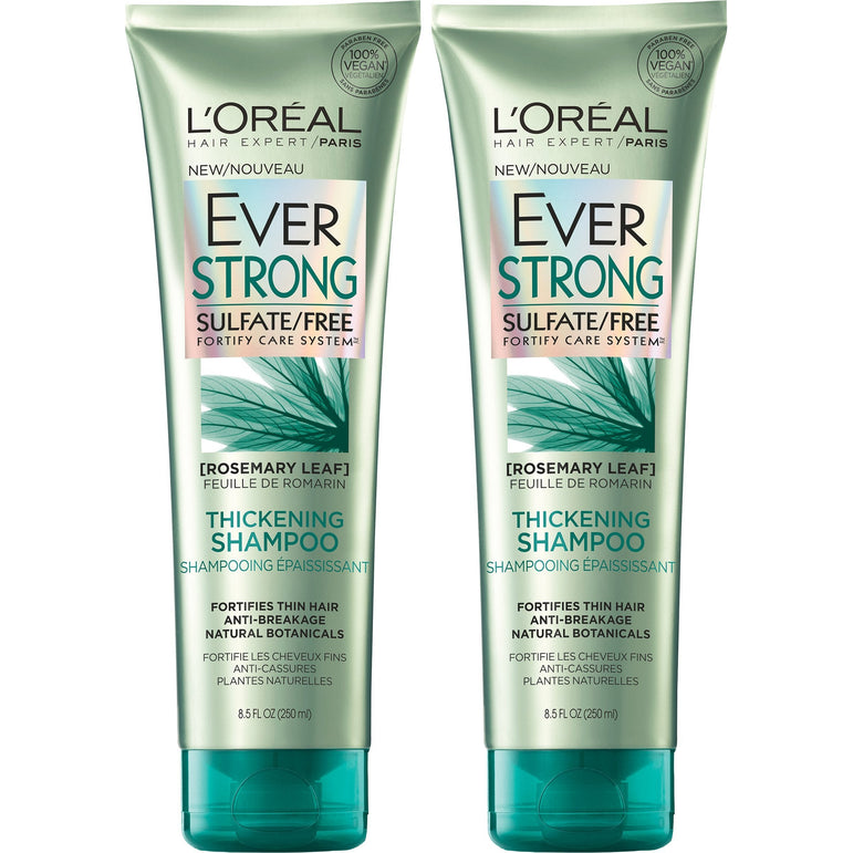 L'Oreal Paris Hair Care EverStrong Sulfate Free Thickening Shampoo, with Rosemary Leaf, 2 Count (8.5 Fl. Oz each) (Packaging May Vary)-CaribOnline