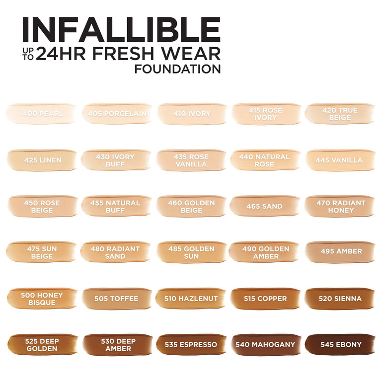 L'Oréal Paris Infallible 24 Hour Fresh Wear Foundation, Lightweight, Hazelnut, 1 fl. oz.-CaribOnline