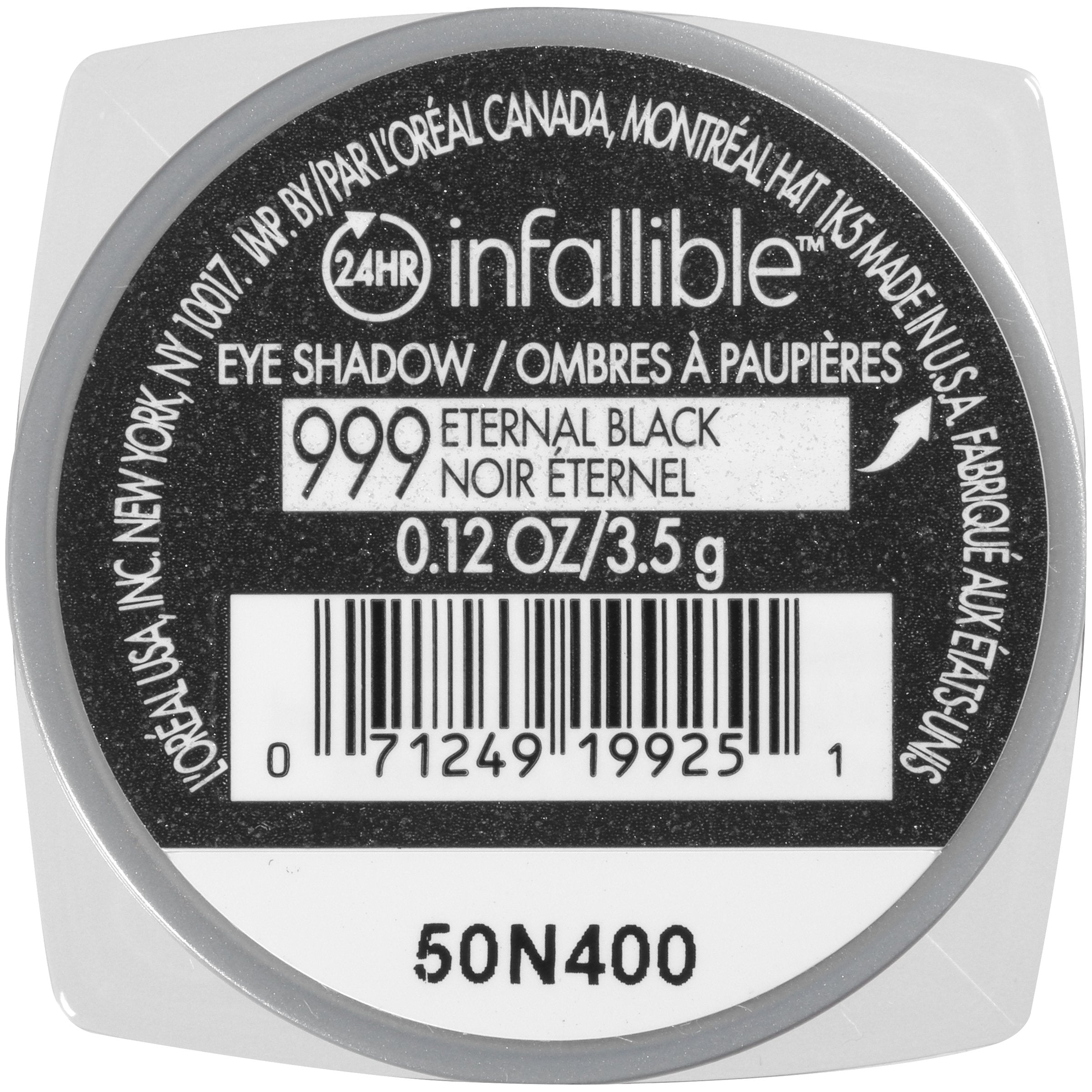 L'Oreal Paris Infallible 24 Hour Waterproof Eye Shadow, Eternal Black, 0.12 oz.-CaribOnline