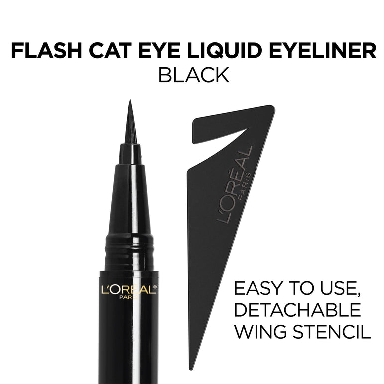 L'Oreal Paris Infallible Flash Cat Eye Waterproof Brush Tip Liquid Eyeliner, Black, 0.018 oz.-CaribOnline