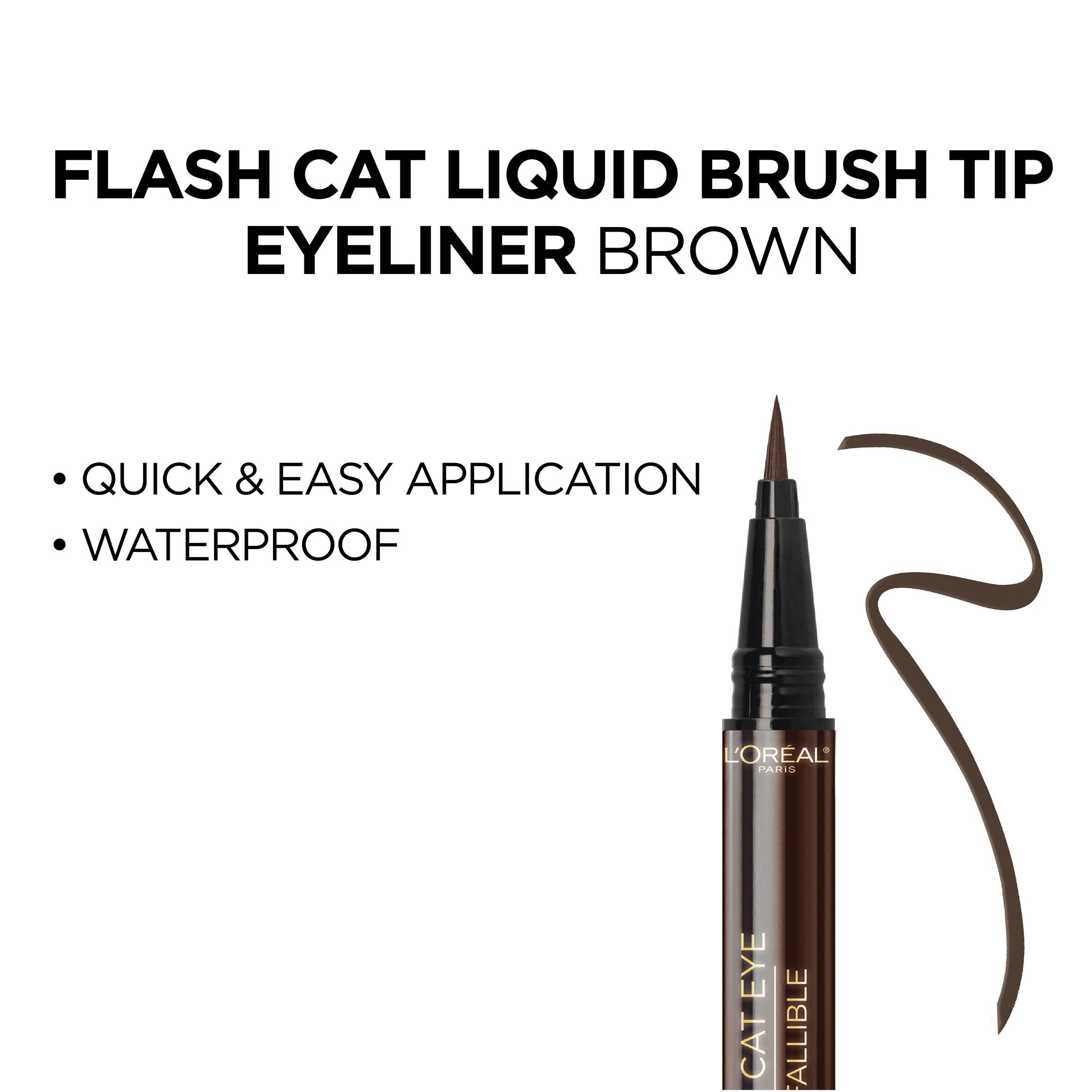 L'Oreal Paris Infallible Flash Cat Eye Waterproof Brush Tip Liquid Eyeliner, Brown, 0.02 oz.-CaribOnline
