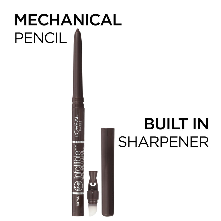 L'Oreal Paris Infallible Never Fail Pencil Eyeliner with Built in Sharpener, Black, 0.008 oz.-CaribOnline