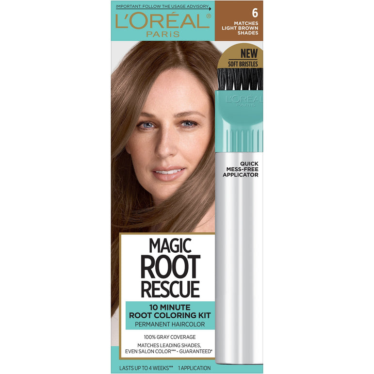 L'Oreal Paris Magic Root Rescue 10 Minute Root Hair Coloring Kit, 6 Light Brown, 1 kit-CaribOnline