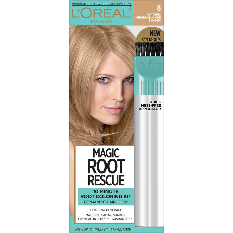 L'Oreal Paris Magic Root Rescue 10 Minute Root Hair Coloring Kit, 8 Medium Blonde, 1 kit-CaribOnline