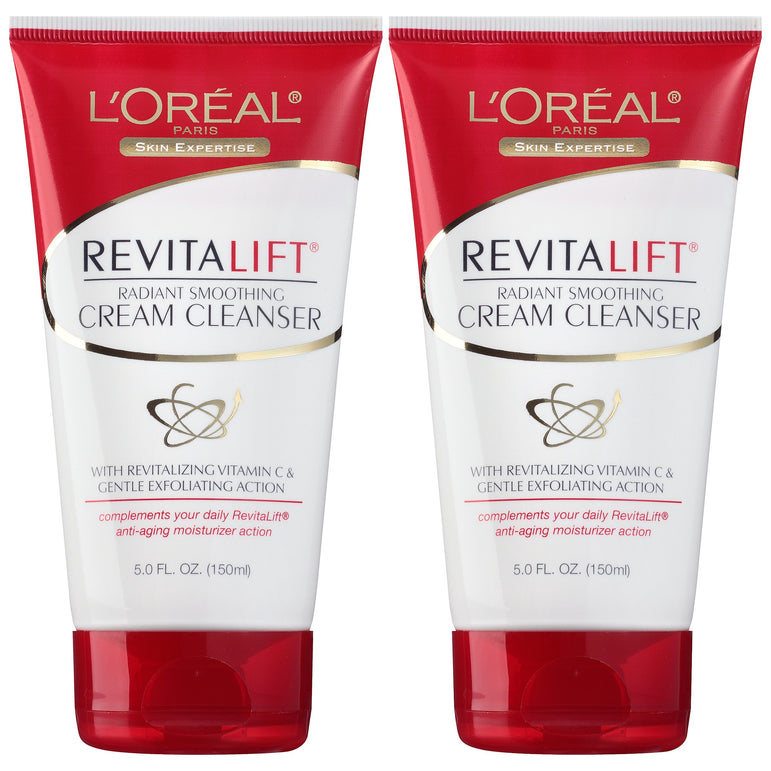 L'Oreal Paris Revitalift Radiant Smoothing Wet Facial Cream Cleanser, 2 count-CaribOnline
