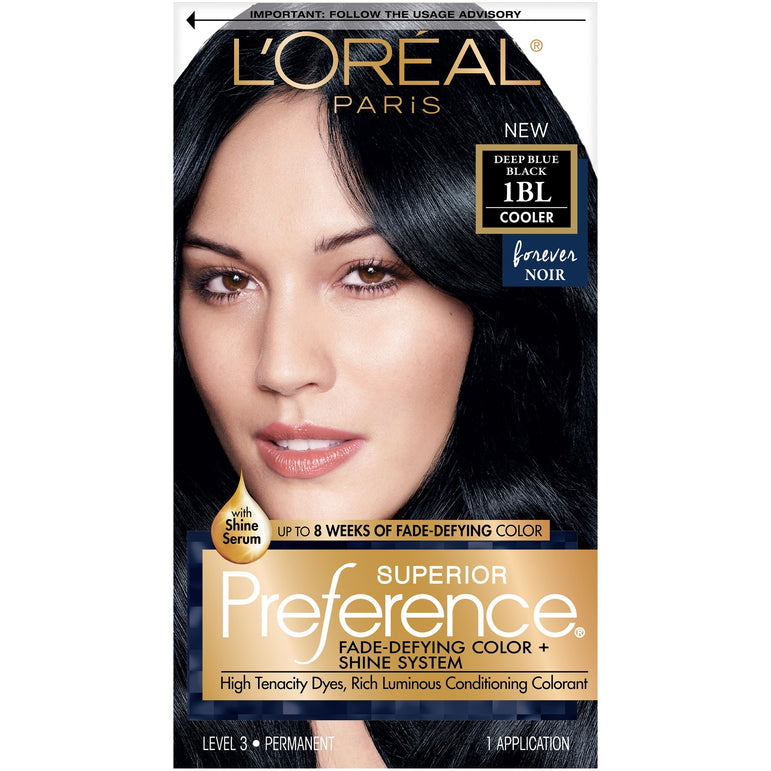 L'Oreal Paris Superior Preference Fade-Defying Shine Permanent Hair Color, 1BL Deep Blue Black, 1 kit-CaribOnline