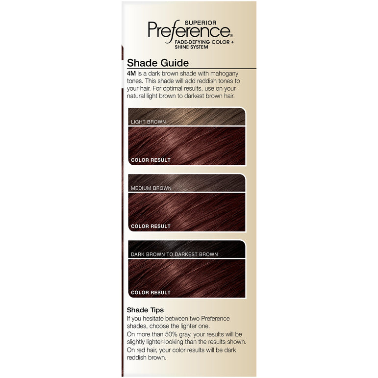 L'Oreal Paris Superior Preference Fade-Defying Shine Permanent Hair Color, 4M Dark Mahogany Brown, 1 kit-CaribOnline