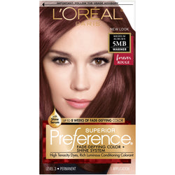 L'Oreal Paris Superior Preference Fade-Defying Shine Permanent Hair Color, 5MB Medium Auburn, 1 kit-CaribOnline