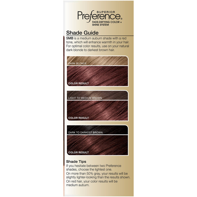 L'Oreal Paris Superior Preference Fade-Defying Shine Permanent Hair Color, 5MB Medium Auburn, 1 kit-CaribOnline