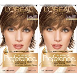 L'Oreal Paris Superior Preference Fade-Defying Shine Permanent Hair Color, 6.5G Lightest Golden Brown, 2 count-CaribOnline