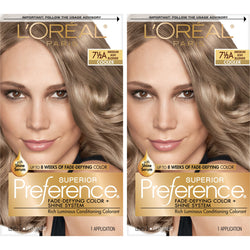 L'Oreal Paris Superior Preference Fade-Defying Shine Permanent Hair Color, 7.5A Medium Ash Blonde, 2 count-CaribOnline