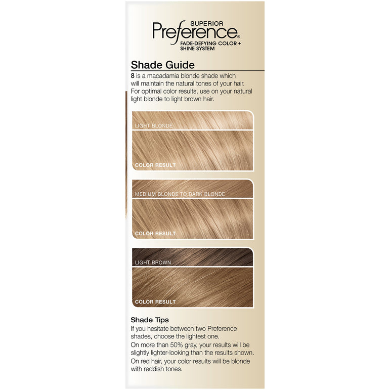 L'Oreal Paris Superior Preference Fade-Defying Shine Permanent Hair Color, 8 Medium Blonde, 1 kit-CaribOnline