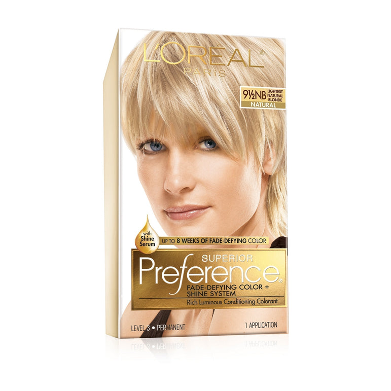 L'Oreal Paris Superior Preference Fade-Defying Shine Permanent Hair Color, 9.5NB Lightest Natural Blonde, 1 kit-CaribOnline