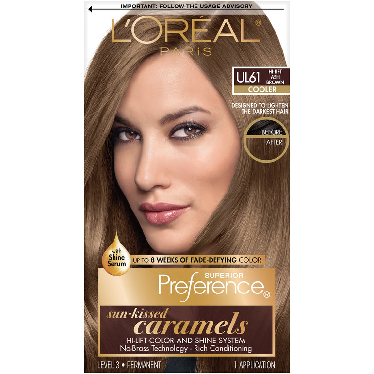 L'Oreal Paris Superior Preference Fade-Defying Shine Permanent Hair Color, UL61 Ultra Light Ash Brown, 1 kit-CaribOnline